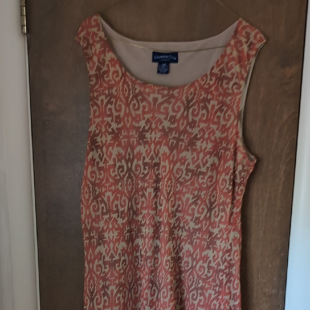 Charter Club Coral and Beige Maxi Dress